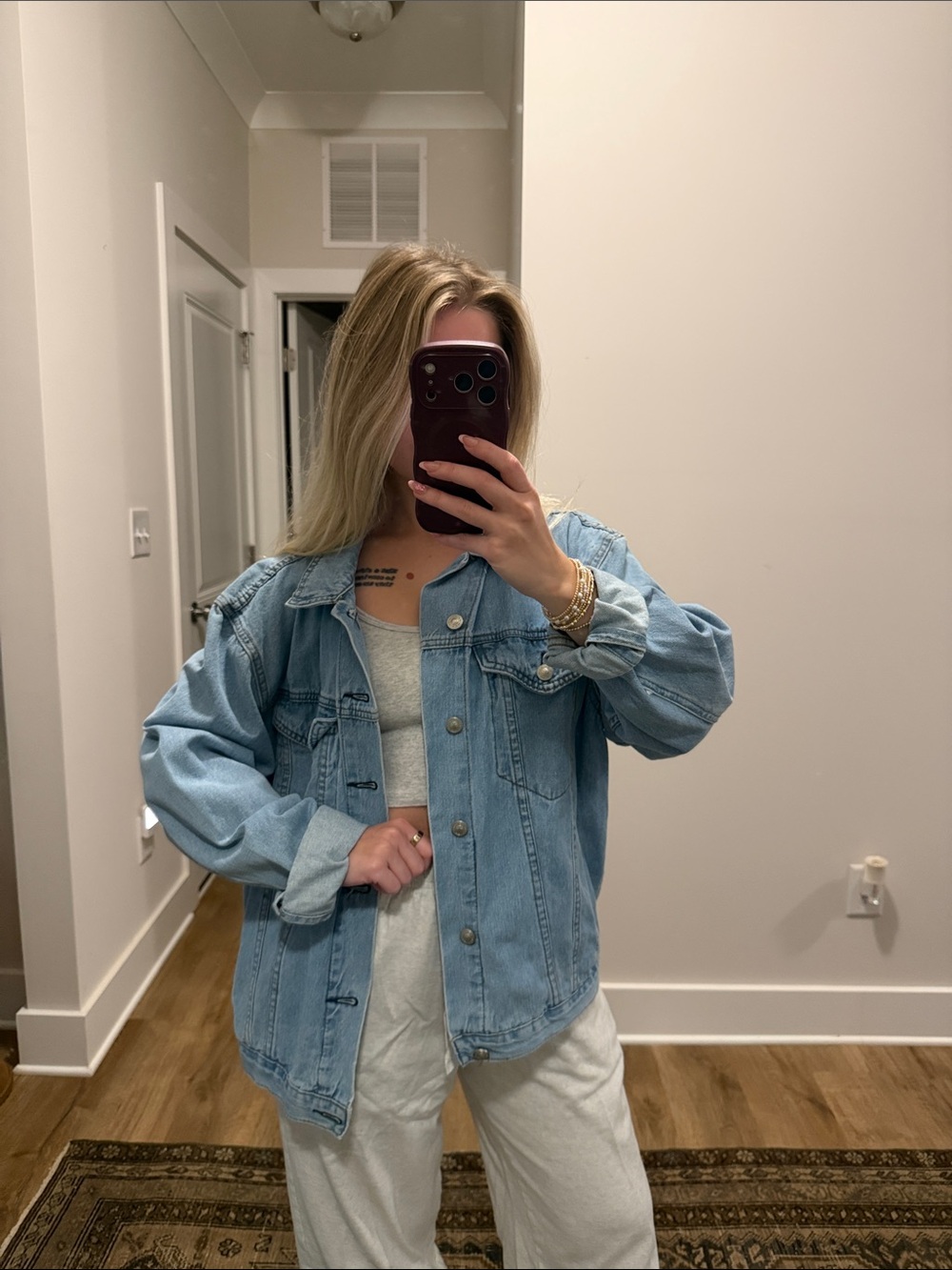 Princess Polly Light Blue Oversized Denim Jacket - Picture 3 of 8